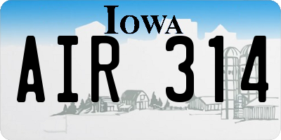 IA license plate AIR314
