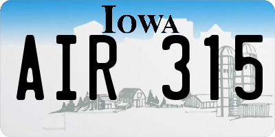 IA license plate AIR315