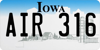 IA license plate AIR316
