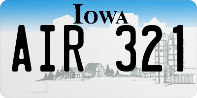 IA license plate AIR321