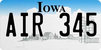 IA license plate AIR345