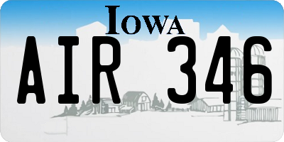 IA license plate AIR346