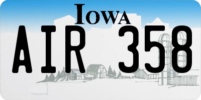 IA license plate AIR358