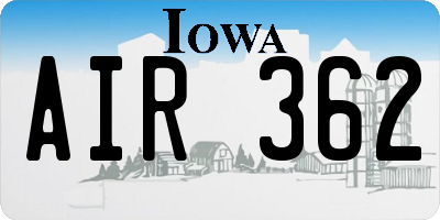 IA license plate AIR362