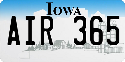 IA license plate AIR365