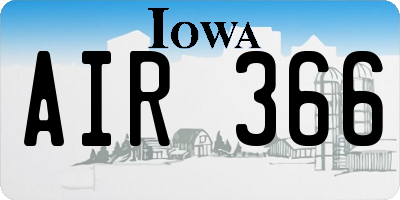 IA license plate AIR366