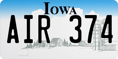 IA license plate AIR374