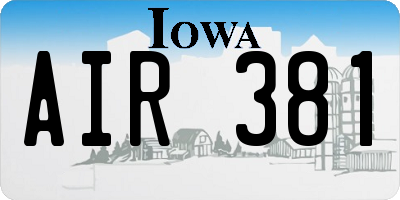 IA license plate AIR381