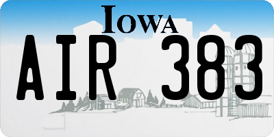 IA license plate AIR383