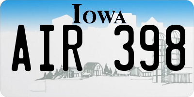 IA license plate AIR398
