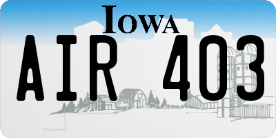 IA license plate AIR403