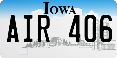 IA license plate AIR406