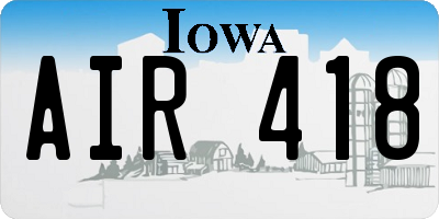 IA license plate AIR418