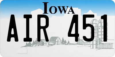 IA license plate AIR451