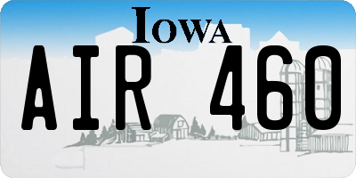 IA license plate AIR460