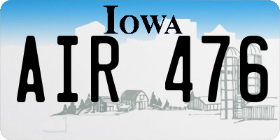 IA license plate AIR476