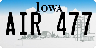 IA license plate AIR477