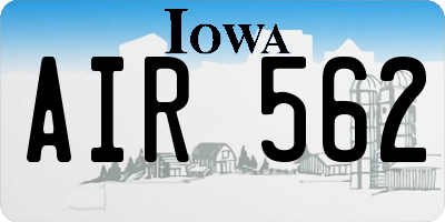 IA license plate AIR562