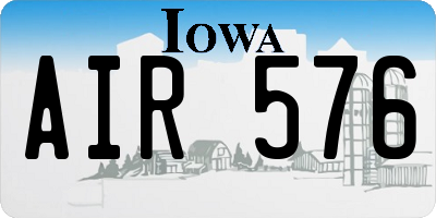 IA license plate AIR576
