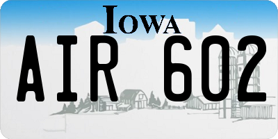 IA license plate AIR602