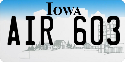 IA license plate AIR603