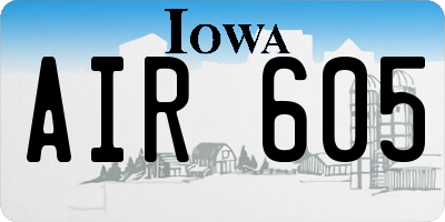 IA license plate AIR605