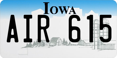IA license plate AIR615