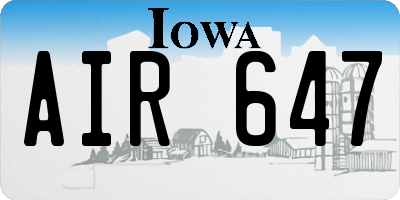 IA license plate AIR647