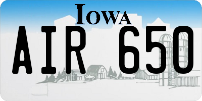 IA license plate AIR650