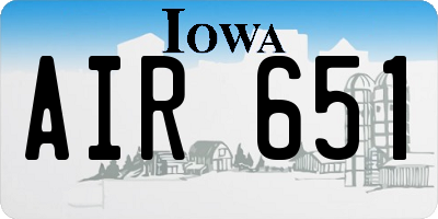 IA license plate AIR651