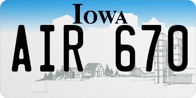 IA license plate AIR670