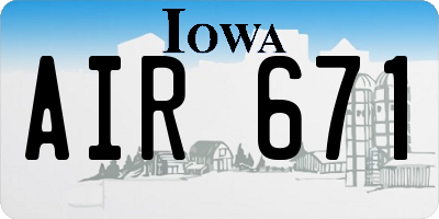 IA license plate AIR671