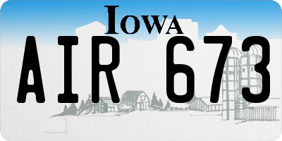 IA license plate AIR673