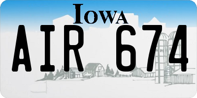IA license plate AIR674
