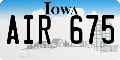IA license plate AIR675