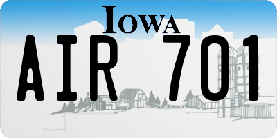 IA license plate AIR701