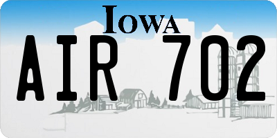 IA license plate AIR702