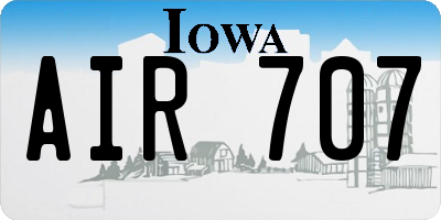 IA license plate AIR707