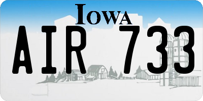 IA license plate AIR733