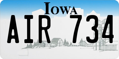 IA license plate AIR734