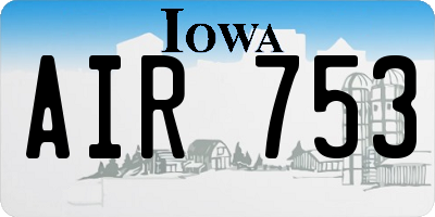 IA license plate AIR753