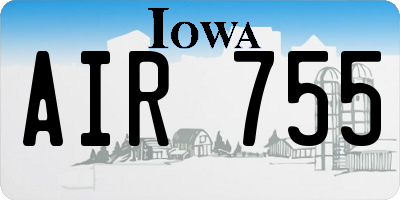 IA license plate AIR755