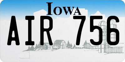 IA license plate AIR756