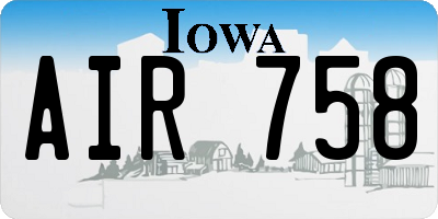 IA license plate AIR758