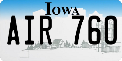 IA license plate AIR760