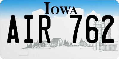 IA license plate AIR762