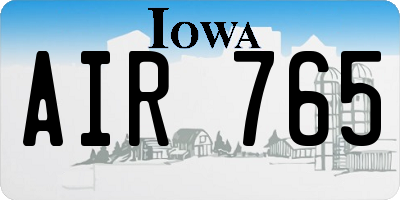 IA license plate AIR765