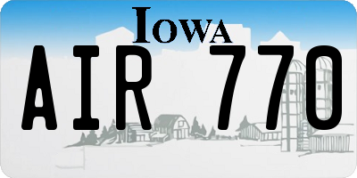 IA license plate AIR770