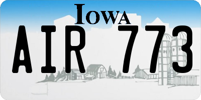 IA license plate AIR773