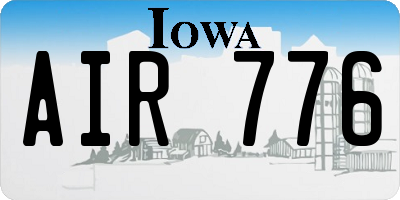 IA license plate AIR776